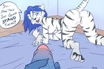  anthro anus blue_dragon blue_eyes breasts dialog dialogue dragon duo english_text feline female first_person_view interspecies inviting looking_at_viewer male mammal nipples nude penis pussy raised_tail straight text tiger vexxy white_tiger wings 