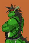  chinese_dragon dragon green_dragon hair harness male morenatsu muscles nude solo tatsuki unknown_artist 