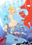  barboach blue_eyes blush fish highres horsea kasumi_(pokemon) luvdisc nude octillery orange_hair pokemon seadra short_hair tentacle tentacruel underwater water 