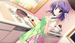  apron food game_cg moonstone princess_evangile purple_eyes purple_hair saeki_nao short_hair tagme_(character) 