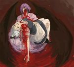  apron bad_id bad_pixiv_id bat_wings blood blood_on_face carrying closed_eyes death fangs guro izayoi_sakuya long_fangs multiple_girls nishiokissa no_hat no_headwear open_mouth princess_carry red remilia_scarlet short_hair tears teeth touhou vampire wings 