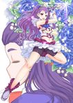  bike_shorts blue_flower blue_hair blue_rose blush dual_persona flower kamishiro_ryuu long_hair milk_(yes!_precure_5) milky_rose mimino_kurumi open_mouth precure purple_hair purple_shorts rose shorts skirt two_side_up yes!_precure_5 yes!_precure_5_gogo! 