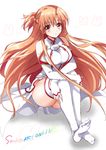  asuna_(sao) bare_shoulders blush breasts brown_hair feet kurimomo large_breasts leg_hug legs long_hair long_legs looking_at_viewer red_eyes sitting solo sword_art_online thighhighs thighs very_long_hair white_legwear 