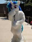  equine female friendship_is_magic fursuit hair horse mammal my_little_pony pony real red_eyes solo two_tone_hair vinyl_scratch_(mlp) 