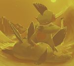  andrea_botiller angry battle commentary gen_3_pokemon highres lying marshtomp no_humans on_side pokemon pokemon_(creature) sky standing sun yellow 