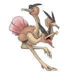  bent_over creature dodrio full_body gen_1_pokemon multiple_heads no_humans pokemon pokemon_(creature) solo tongue transparent_background 