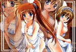  apron ass blackjunk blue_eyes blush brown_hair hair_ornament hairband hairclip long_hair lyrical_nanoha mahou_shoujo_lyrical_nanoha_strikers multiple_girls naked_apron open_mouth short_hair side_ponytail takamachi_nanoha x_hair_ornament yagami_hayate 