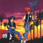  2girls 80s axel_foley axel_foley_(cosplay) beverly_hills_cop beverly_hills_cop_ii beverly_hills_cops blue_eyes blue_hair dark_skin denim dirty_pair jeans kei_(dirty_pair) long_hair lowres multiple_girls oldschool palm_tree pants parody red_hair short_hair sunset tree yuri_(dirty_pair) 