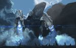  bad_id bad_pixiv_id cloud landing lens_flare lv-223 mountain no_humans prometheus_(movie) realistic rock science_fiction shiira space_craft uscss_prometheus 