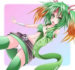  1girl duel_monster gradient_hair green_hair korican multicolored_hair panties reeze,_whirlwind_of_gusta solo underwear yu-gi-oh! 