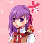  1girl emiya_shirou fate/stay_night fate_(series) homurahara_academy_uniform ichimatsu_shiro matou_sakura orange_hair purple_eyes purple_hair raglan_sleeves school_uniform yellow_eyes 