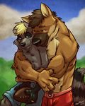  artmutt canine dog duo football gay german_shepherd hug k-9 male mammal raccoon 