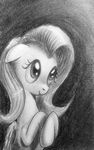  black_background crossed_arms equine female feral fluttershy_(mlp) friendship_is_magic graphite greyscale horse mammal monochrome my_little_pony pegasus plain_background pony shaded simple_background sketch smile solo tsitra360 wings 