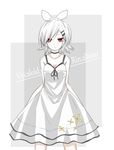  alternate_hair_color dress highres kagamine_rin red_eyes sei000 short_hair sketch solo vocaloid white_hair 