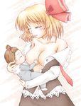  1girl baby blush breast_sucking breasts female highres mother_and_child ribbon rumia touhou 