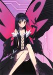  absurdres accel_world antenna_hair bare_shoulders black_hair bug butterfly butterfly_wings detexted dress elbow_gloves gloves hairband highres insect kuroyukihime long_hair long_legs nomura_masashi official_art red_eyes skirt solo third-party_edit wings 