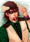  adjusting_clothes adjusting_hat bad_id bad_pixiv_id bracelet brown_eyes brown_hair cabbie_hat domino_mask facial_hair hat jewelry k-996 kaburagi_t_kotetsu male_focus mask ring solo stubble tiger_&amp;_bunny vest waistcoat watch wedding_band wristwatch 