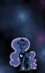  abstract_background armor black_background blue_eyes crescent_moon cutie_mark equine female feral friendship_is_magic hair horn horse mammal moon my_little_pony plain_background pony princess_luna_(mlp) purple_hair smile solo space stars tiara valcron winged_unicorn wings 