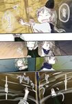  closed_eyes comic dress green_dress green_hair grey_eyes grey_hair hat jizeru_(giselebon) mononobe_no_futo multiple_girls scarf soga_no_tojiko tate_eboshi touhou translated 