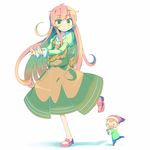  1girl fairy_(jintai) full_body green_eyes jinrui_wa_suitai_shimashita kanikama parody red_hair simple_background smile watashi_(jintai) 