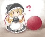  ? bad_id bad_pixiv_id blonde_hair chibi curious dress hammer_(sunset_beach) hat kirisame_marisa long_hair miniskirt outstretched_arms red_string skirt solo string touhou witch_hat yarn yarn_ball yellow_eyes 