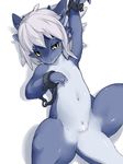  cub dragon female fetter grey_hair hair kemono kikurage nude pussy scalie solo white_hair young 