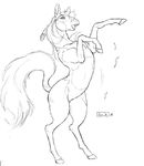  blush dr_comet equine female feral horse looking_at_viewer mammal mare_(horse) monochrome rain_(cimarron) sketch solo spirit:_stallion_of_the_cimarron standing 