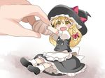  bad_id bad_pixiv_id blonde_hair bow braid chibi hair_bow hammer_(sunset_beach) hat kirisame_marisa meringue minigirl miniskirt single_braid skirt solo touhou witch_hat yellow_eyes 