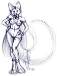  anthro breasts canine cute female fennec fox hands_on_hips jewelry kaylii looking_at_viewer mammal nude pussy robyn_(kaylii) sketch solo standing 