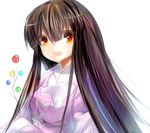  bad_id bad_pixiv_id bow branch brown_hair haruhi0816 houraisan_kaguya jeweled_branch_of_hourai long_hair long_sleeves multicolored_hair open_mouth purple_hair solo touhou two-tone_hair very_long_hair white_background yellow_eyes 