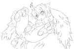  avian black_and_white butt claws female kemono monochrome nude oviposition plain_background pussy realistic_wings visark white_background wings 
