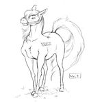  all_fours ambiguous_gender black_and_white blush dr_comet equine feral horse mammal mare_(horse) monochrome sketch solo standing 