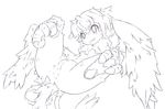 avian black_and_white butt claws female kemono monochrome nude plain_background pussy realistic_wings visark white_background wings 