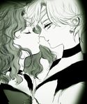  bishoujo_senshi_sailor_moon choker close-up closed_eyes imminent_kiss kaiou_michiru mihagi monochrome multiple_girls outer_senshi profile sailor_collar sailor_neptune sailor_uranus short_hair ten'ou_haruka very_short_hair yuri 