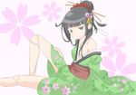  black_hair doll_joints duel_monster flower gears green_eyes japanese_clothes karakuri karakuri_komachi_mdl_224_ninishi kimono solo yuu-gi-ou 