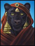  black black_fur brooch desert feline female fur green_eyes hi_res hibbary jewelry leopard mammal queen royalty 