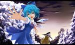  bad_id bad_pixiv_id blonde_hair blue_eyes blue_hair bow cherry_blossoms cirno crying frills hair_bow hat hat_bow ice ice_wings kirisame_marisa letterboxed long_hair multiple_girls open_mouth outstretched_arms puffy_sleeves sgtxiaoxin short_hair short_sleeves snow tears touhou very_long_hair wings witch_hat 