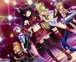  absurdres alternate_costume band bass_guitar belt bikini_top black_hair blonde_hair boots chains choker concert drum drum_set electric_violin female guitar hakurei_reimu highres horns hoshiguma_yuugi instrument keyboard_(instrument) komeiji_satori kurodani_yamame midriff mizuhashi_parsee pointy_ears purple_hair sayori scarf soloist(guitar) thighhighs torn_clothes touhou violin zettai_ryouiki 