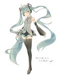  ahoge aize aqua_eyes aqua_hair boots detached_sleeves hatsune_miku highres long_hair necktie simple_background skirt solo thigh_boots thighhighs twintails very_long_hair vocaloid white_background 