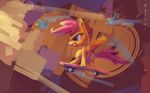  abstract abstract_background cub equine female feral friendship_is_magic hair holivi horse mammal my_little_pony pink_eyes pink_hair pony scootaloo_(mlp) skateboard solo young 