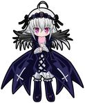  candy chibi food long_hair rozen_maiden short_hair solo suigintou takumi_(rozen_garten) white_background wings 