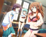  aorio bra game_cg glasses matsuzawa_yuka mikimoto_sarasa moododan ooki_haruka panties seifuku underwear undressing 