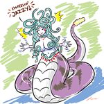  breasts english_text female jazz_hands naga snake_hair text unknown_artist 