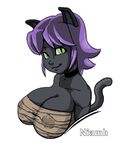  anthro areola big_breasts breasts cat corruption_of_champions cute english_text feline female green_eyes hair looking_at_viewer mammal niamh_(coc) niamh_(corruption_of_champions) nipples purple_hair spn text 