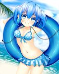  bad_id bad_pixiv_id beach bikini bikini_skirt blue_eyes blue_hair chiiutsu_(cheewts) day innertube original short_hair smile solo swimsuit twintails 