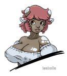  alpha_channel anthro big_breasts bovine breasts brown_eyes cattle corruption_of_champions cow english_text female hair horn isabella_(coc) isabella_(corruption_of_champions) looking_at_viewer mammal multi_nipple nipples red_hair solo spn text 