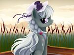  cloud cub cutie_mark detailed_background equine female feral friendship_is_magic grass grey_hair hair hat horse looking_back mammal my_little_pony necklace panama plant pony purple_eyes rainbow rainbow_(artist) reed silver_spoon silver_spoon_(mlp) sky smile solo young 
