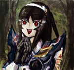  :d android black_hair face faux_traditional_media forest gotoask hands_together lisa_(pso2) nature open_mouth own_hands_together phantasy_star phantasy_star_online_2 portrait red_eyes smile solo 