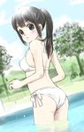  ass bikini black_eyes black_hair chitanda_eru dutch_angle from_behind hyouka kasagi_toshihiko long_hair looking_back ponytail swimsuit 