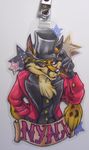  canine fox hat male mammal nynx red_eyes salute scan smirk solo suit top_hat wielder 